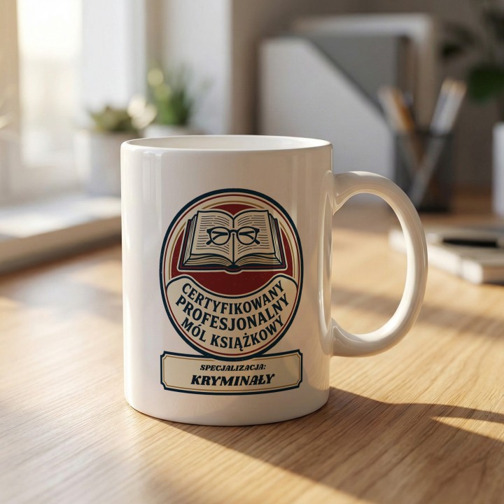 Personalizowany Kubek Certyfikowany Mól Książkowy Twoja Specjalizacja