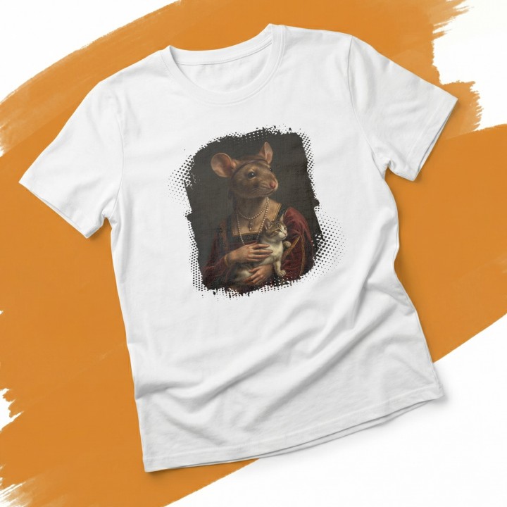 Koszulka T-Shirt Dama z Kotkiem Parodia Dama z Gronostajem Prezent