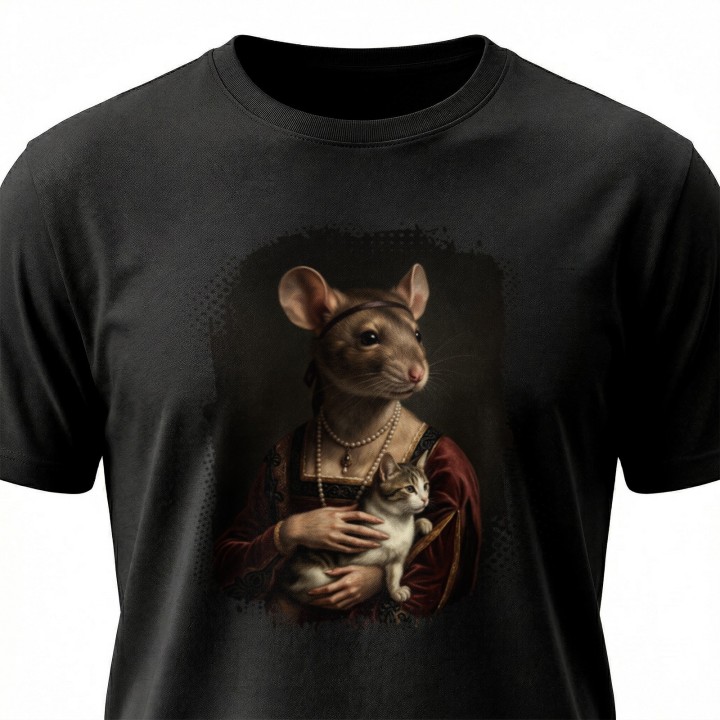 Koszulka T-Shirt Dama z Kotkiem Parodia Dama z Gronostajem Prezent