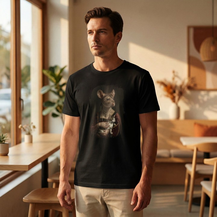 Koszulka T-Shirt Dama z Kotkiem Parodia Dama z Gronostajem Prezent