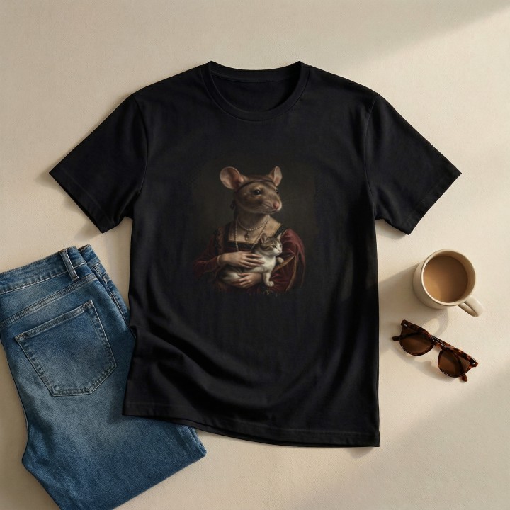 Koszulka T-Shirt Dama z Kotkiem Parodia Dama z Gronostajem Prezent