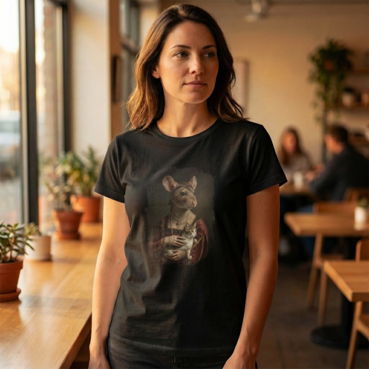 Koszulka T-Shirt Dama z Kotkiem Parodia Dama z Gronostajem Prezent