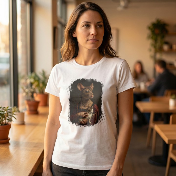 Koszulka T-Shirt Dama z Kotkiem Parodia Dama z Gronostajem Prezent