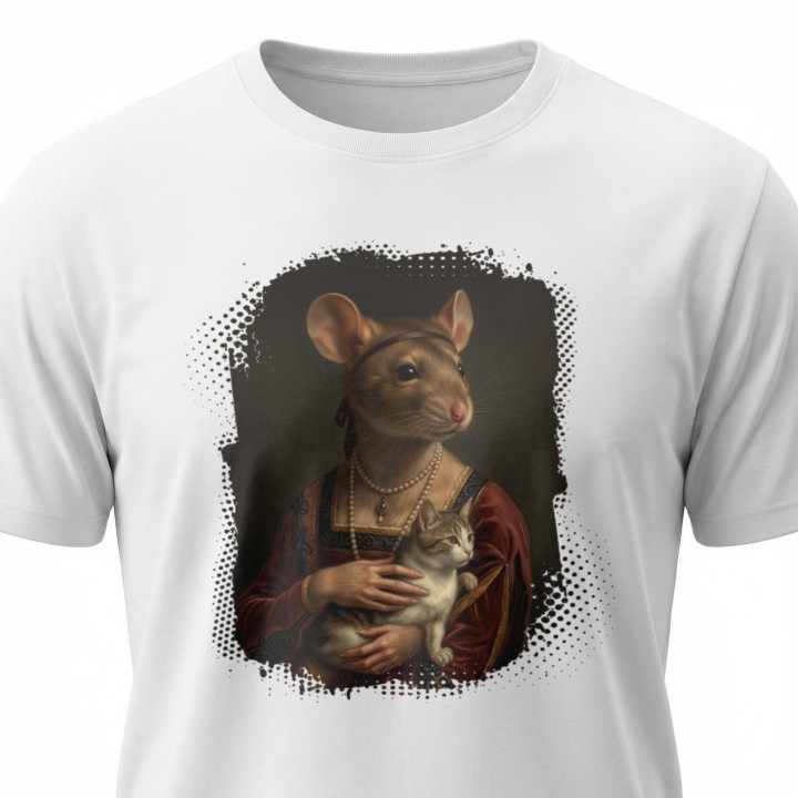 Koszulka T-Shirt Dama z Kotkiem Parodia Dama z Gronostajem Prezent