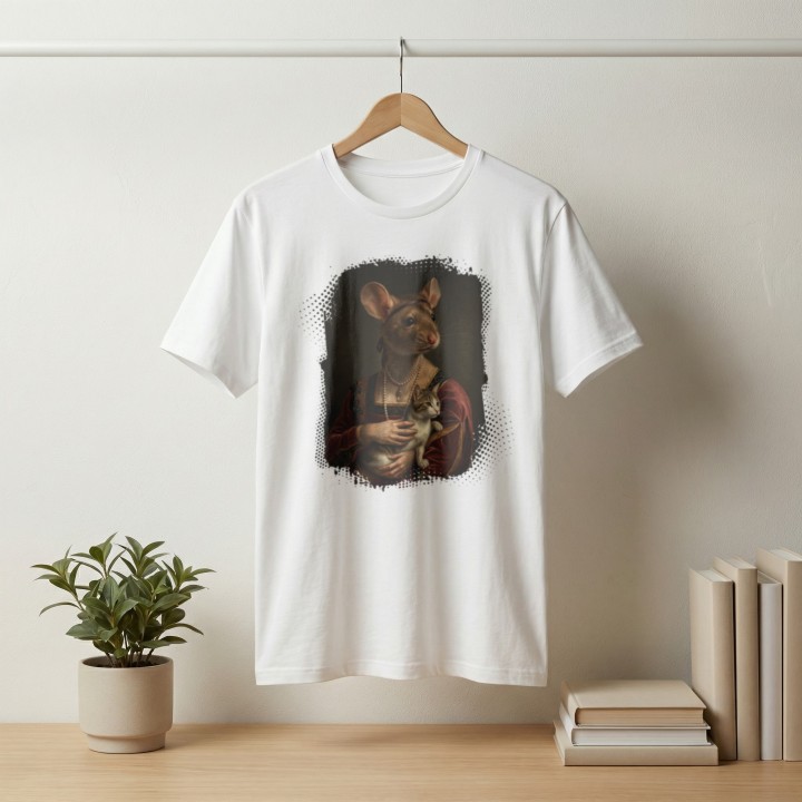 Koszulka T-Shirt Dama z Kotkiem Parodia Dama z Gronostajem Prezent