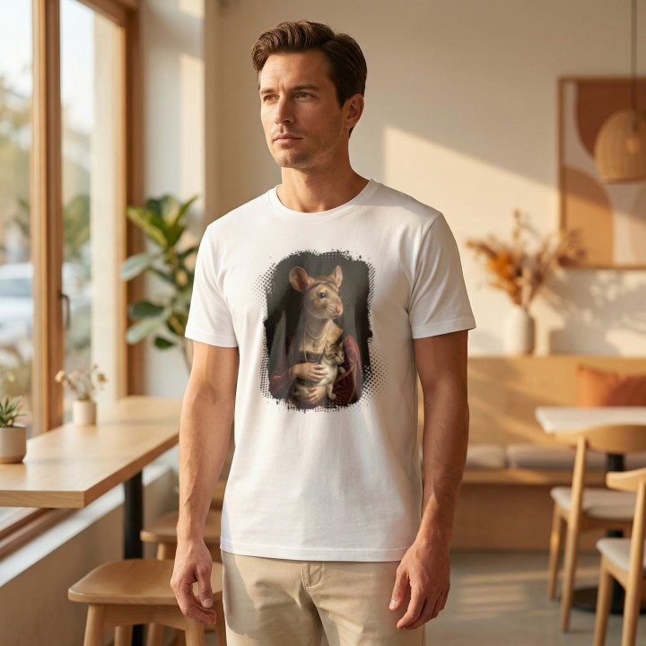 Koszulka T-Shirt Dama z Kotkiem Parodia Dama z Gronostajem Prezent