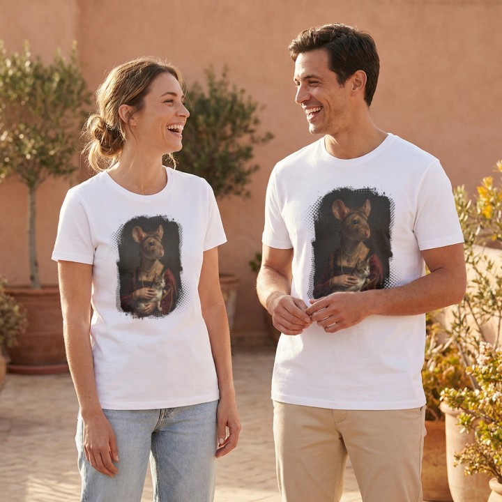 Koszulka T-Shirt Dama z Kotkiem Parodia Dama z Gronostajem Prezent