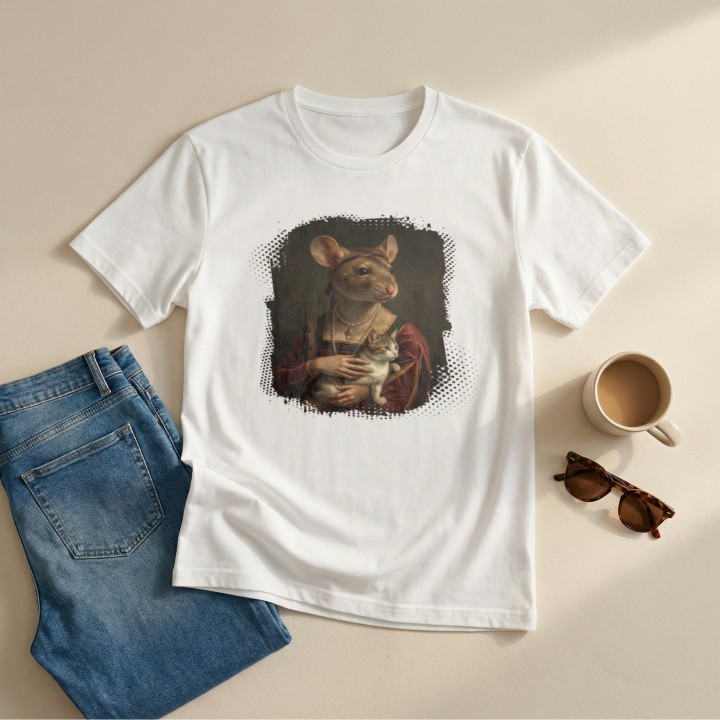 Koszulka T-Shirt Dama z Kotkiem Parodia Dama z Gronostajem Prezent
