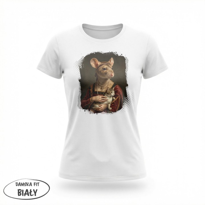 Koszulka T-Shirt Dama z Kotkiem Parodia Dama z Gronostajem Prezent