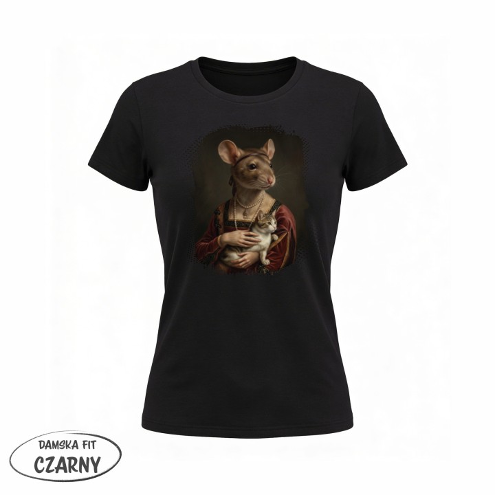 Koszulka T-Shirt Dama z Kotkiem Parodia Dama z Gronostajem Prezent