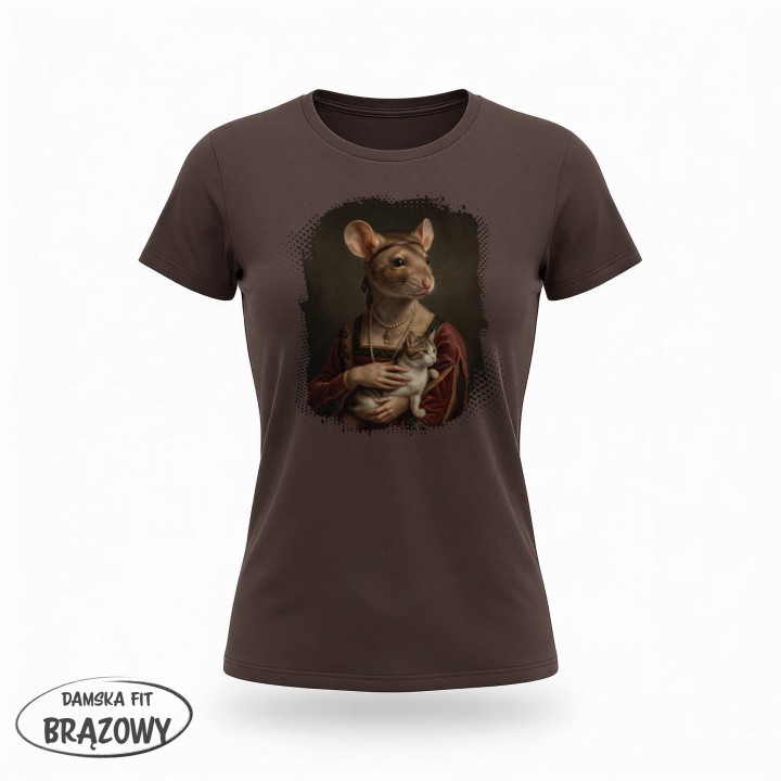 Koszulka T-Shirt Dama z Kotkiem Parodia Dama z Gronostajem Prezent