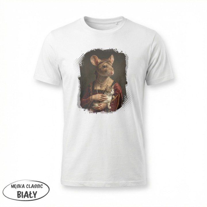Koszulka T-Shirt Dama z Kotkiem Parodia Dama z Gronostajem Prezent