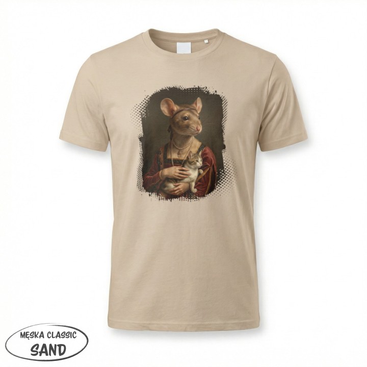 Koszulka T-Shirt Dama z Kotkiem Parodia Dama z Gronostajem Prezent