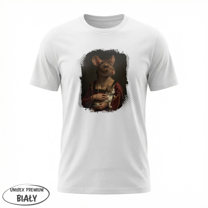 Koszulka T-Shirt Dama z Kotkiem Parodia Dama z Gronostajem Prezent