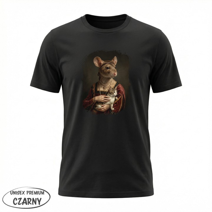 Koszulka T-Shirt Dama z Kotkiem Parodia Dama z Gronostajem Prezent