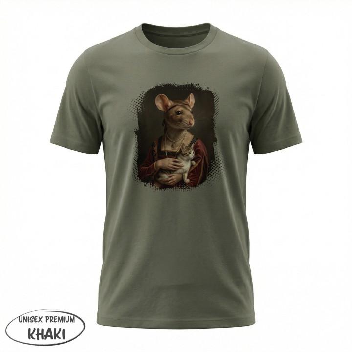 Koszulka T-Shirt Dama z Kotkiem Parodia Dama z Gronostajem Prezent