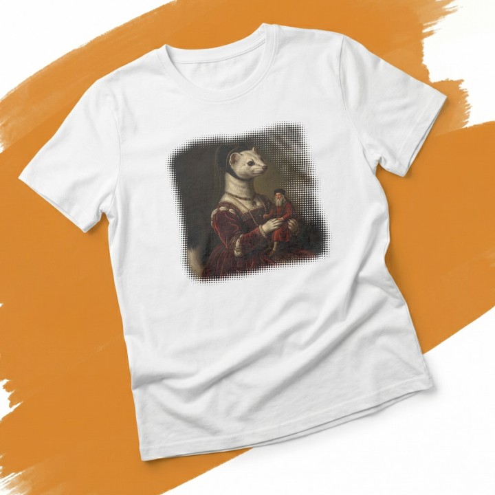Koszulka Gronostaj z Damą Parodia Da Vinci Śmieszna