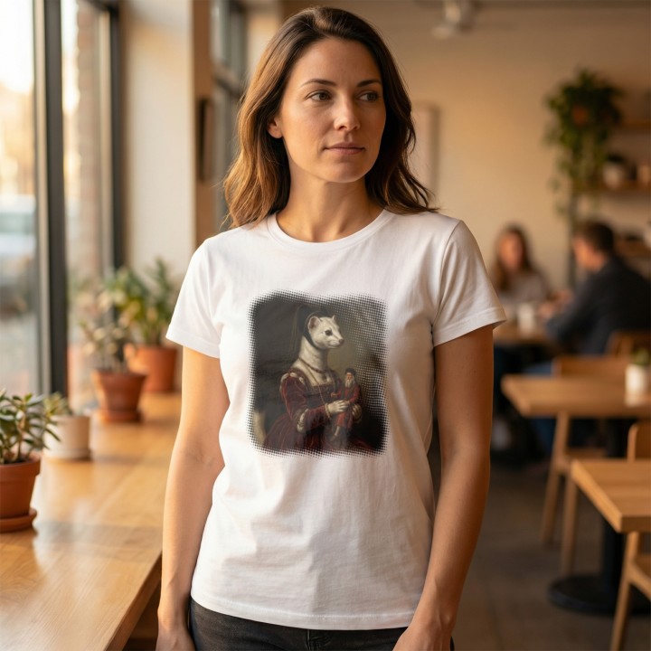 Koszulka Gronostaj z Damą Parodia Da Vinci Śmieszna