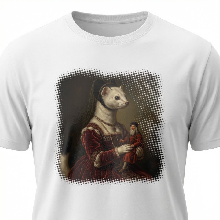 Koszulka Gronostaj z Damą Parodia Da Vinci Śmieszna