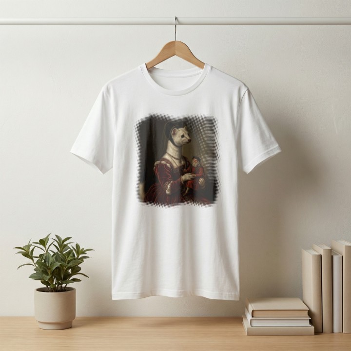Koszulka Gronostaj z Damą Parodia Da Vinci Śmieszna