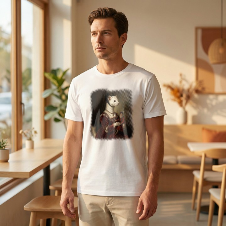 Koszulka Gronostaj z Damą Parodia Da Vinci Śmieszna