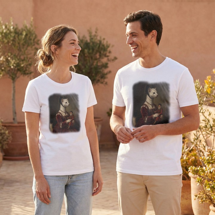 Koszulka Gronostaj z Damą Parodia Da Vinci Śmieszna