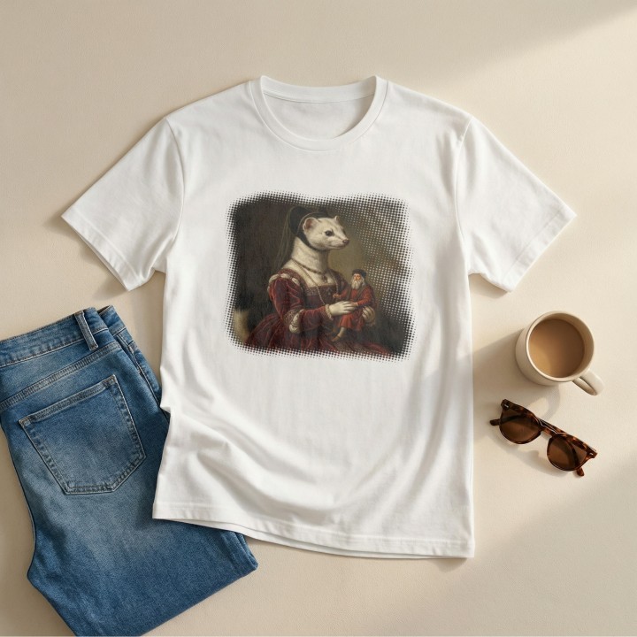 Koszulka Gronostaj z Damą Parodia Da Vinci Śmieszna