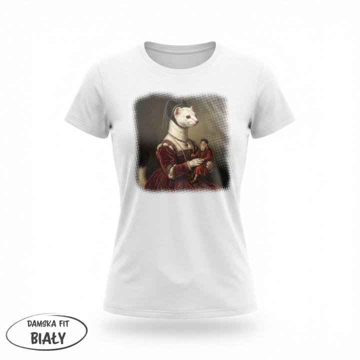 Koszulka Gronostaj z Damą Parodia Da Vinci Śmieszna