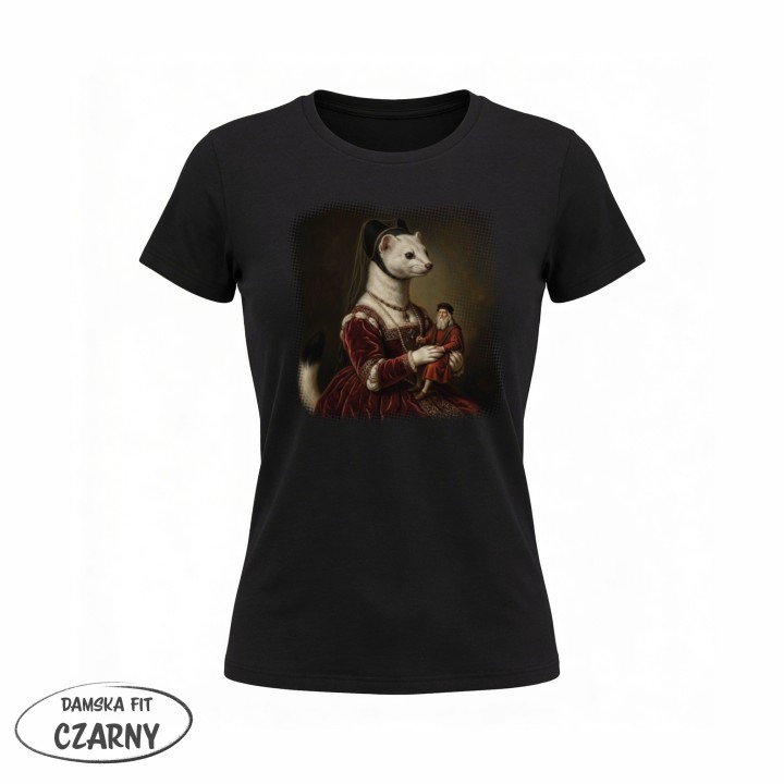 Koszulka Gronostaj z Damą Parodia Da Vinci Śmieszna