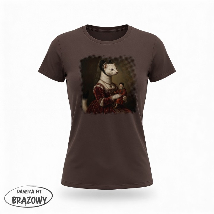 Koszulka Gronostaj z Damą Parodia Da Vinci Śmieszna