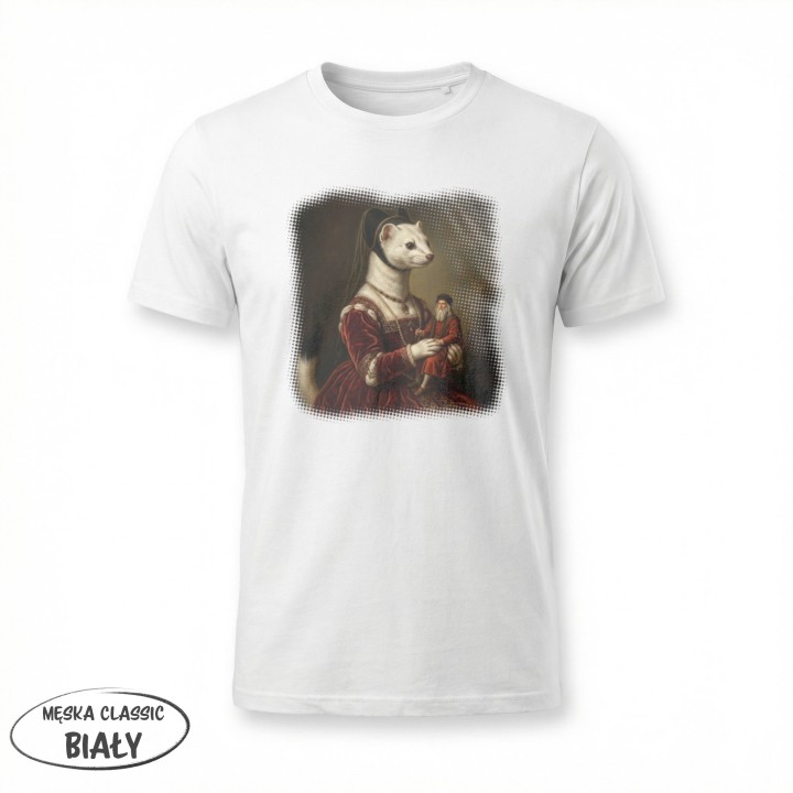 Koszulka Gronostaj z Damą Parodia Da Vinci Śmieszna