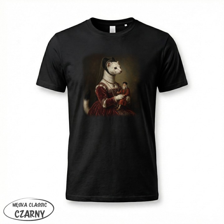 Koszulka Gronostaj z Damą Parodia Da Vinci Śmieszna