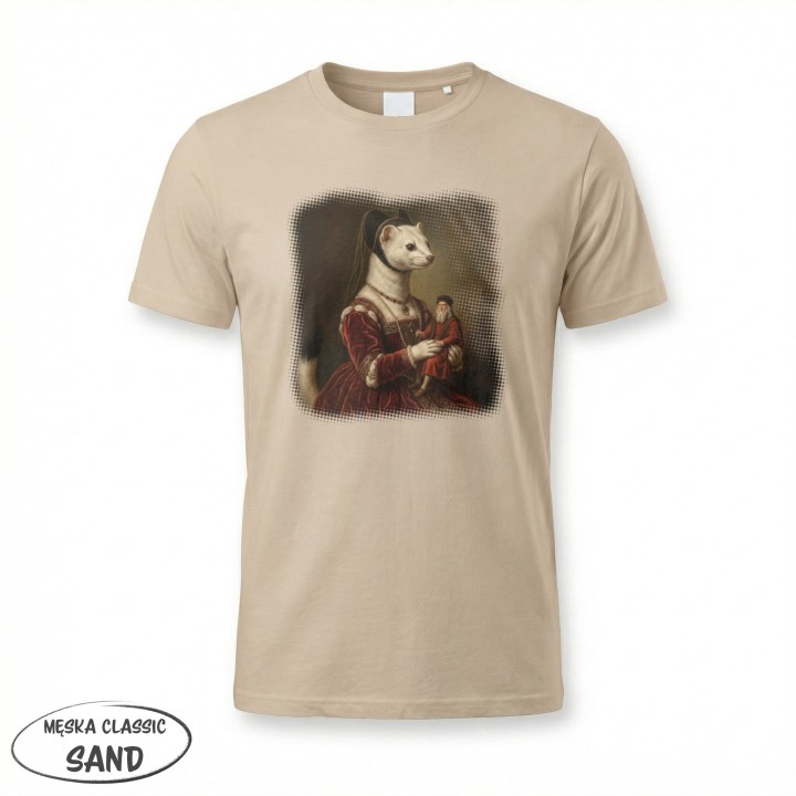 Koszulka Gronostaj z Damą Parodia Da Vinci Śmieszna