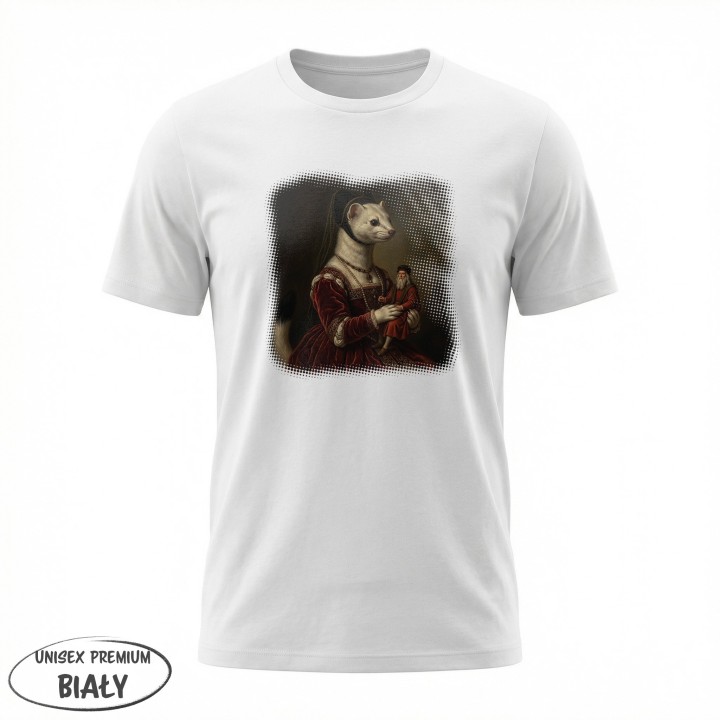 Koszulka Gronostaj z Damą Parodia Da Vinci Śmieszna