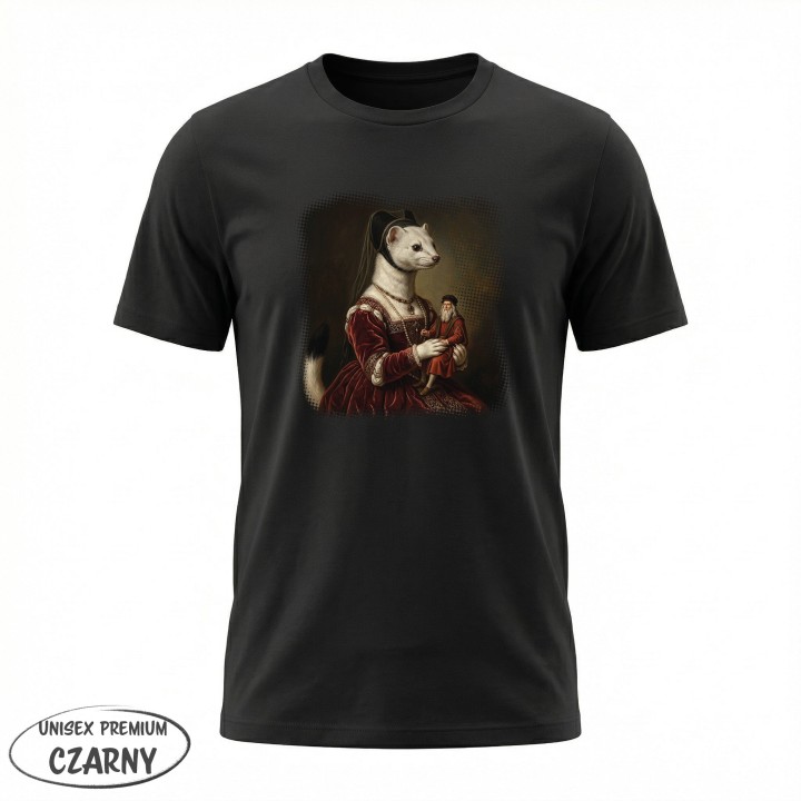Koszulka Gronostaj z Damą Parodia Da Vinci Śmieszna