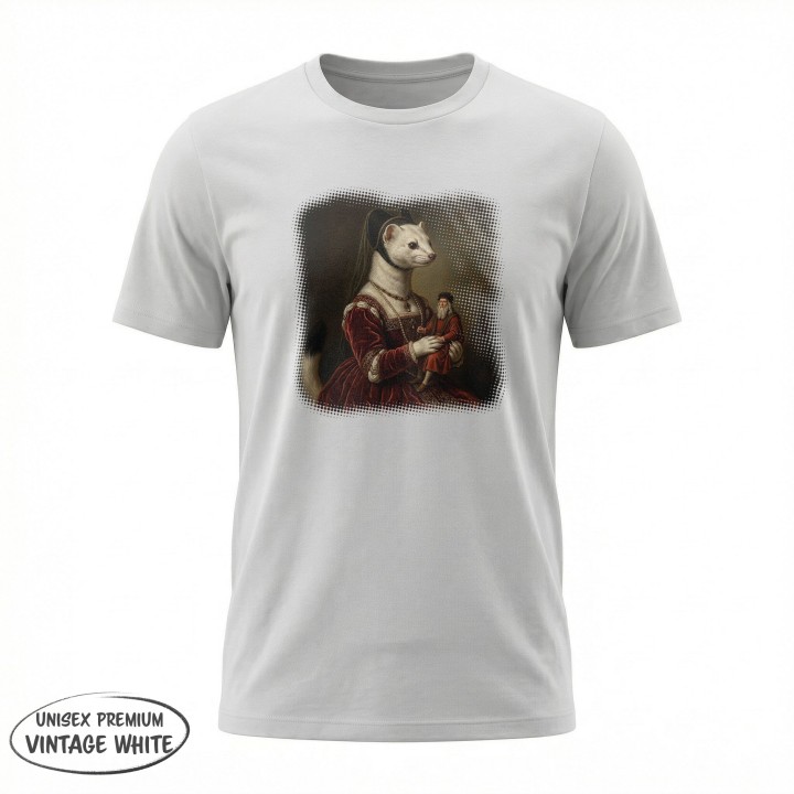 Koszulka Gronostaj z Damą Parodia Da Vinci Śmieszna