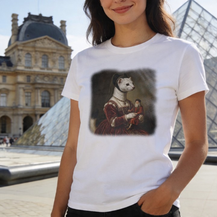 Koszulka Gronostaj z Damą Parodia Da Vinci Śmieszna