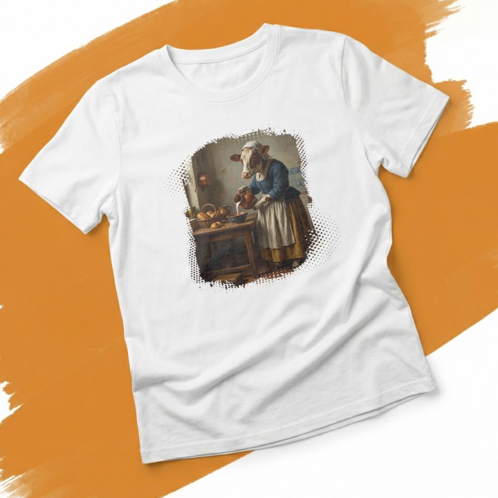 Koszulka Mleczarka Krowa Parodia Vermeer Śmieszna