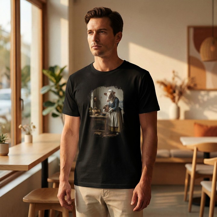 Koszulka Mleczarka Krowa Parodia Vermeer Śmieszna