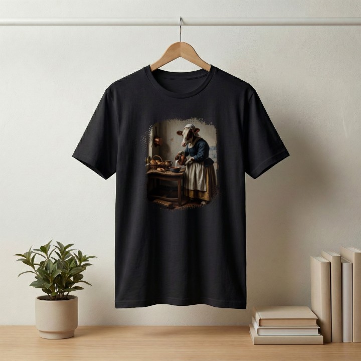 Koszulka Mleczarka Krowa Parodia Vermeer Śmieszna