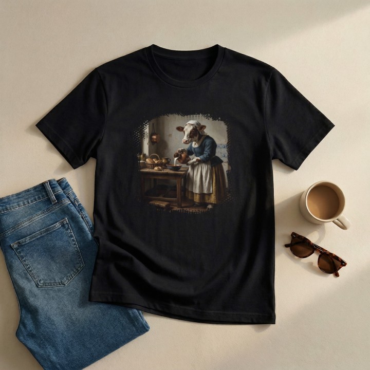 Koszulka Mleczarka Krowa Parodia Vermeer Śmieszna