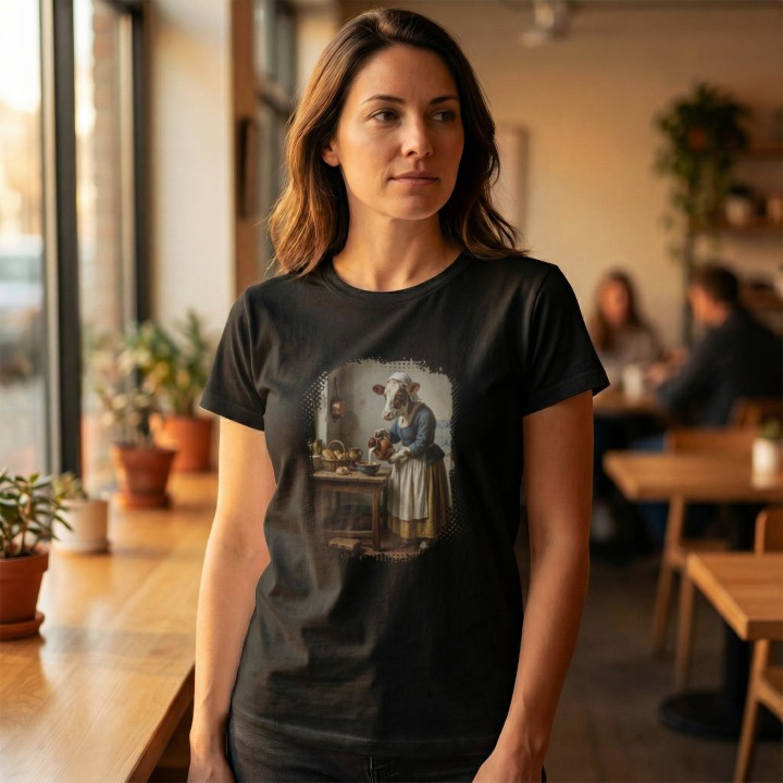 Koszulka Mleczarka Krowa Parodia Vermeer Śmieszna