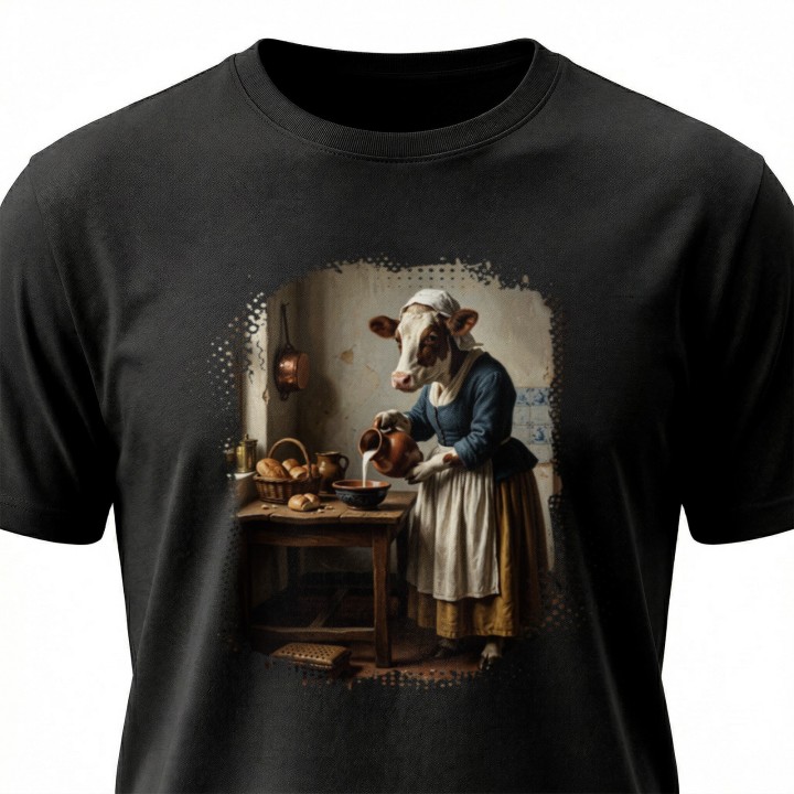 Koszulka Mleczarka Krowa Parodia Vermeer Śmieszna