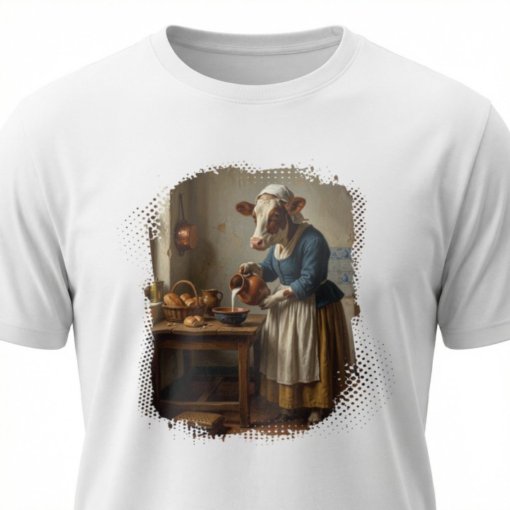Koszulka Mleczarka Krowa Parodia Vermeer Śmieszna