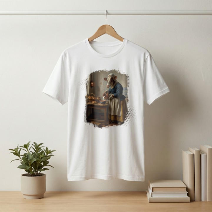 Koszulka Mleczarka Krowa Parodia Vermeer Śmieszna