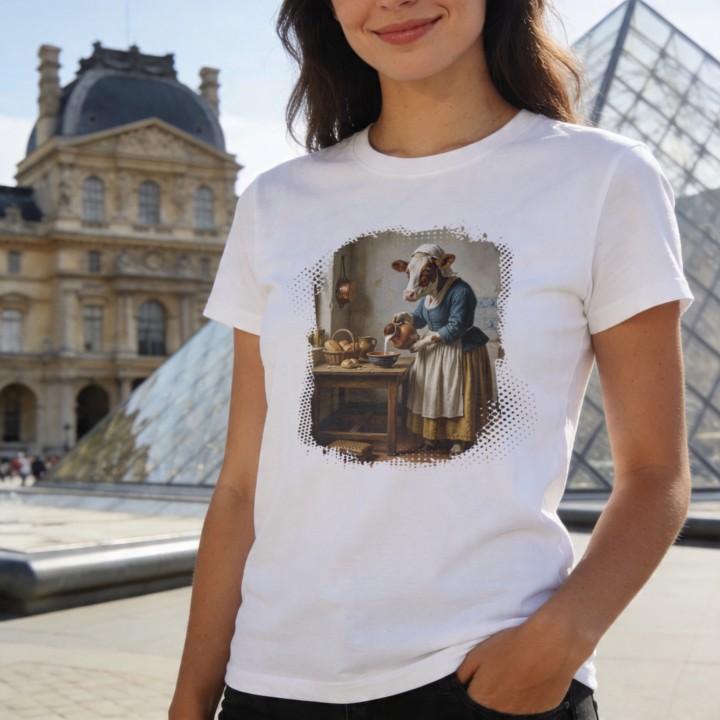 Koszulka Mleczarka Krowa Parodia Vermeer Śmieszna