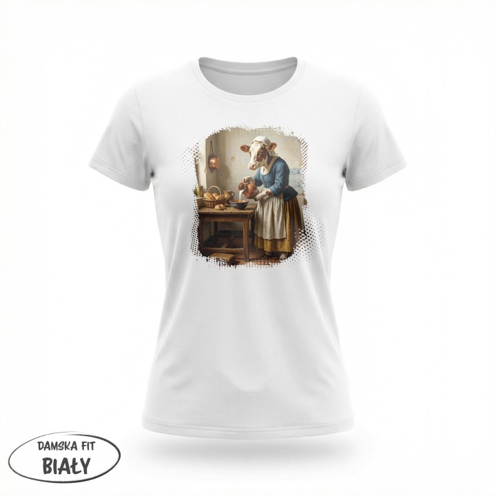 Koszulka Mleczarka Krowa Parodia Vermeer Śmieszna