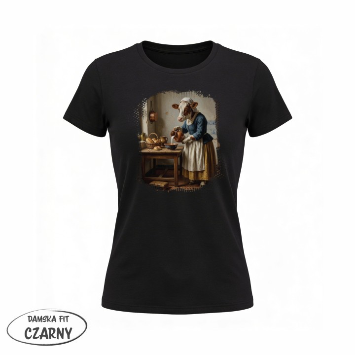 Koszulka Mleczarka Krowa Parodia Vermeer Śmieszna