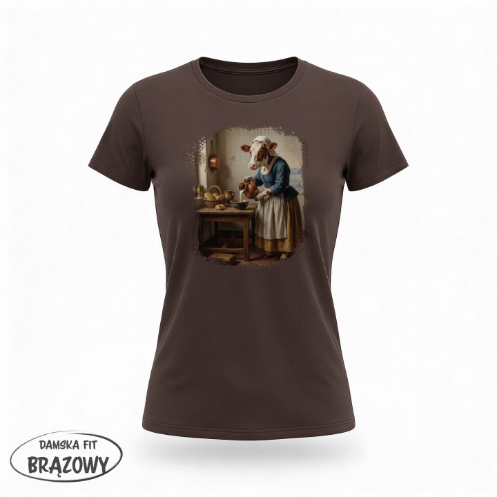 Koszulka Mleczarka Krowa Parodia Vermeer Śmieszna