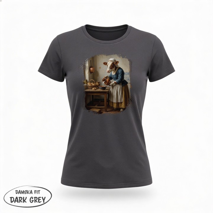 Koszulka Mleczarka Krowa Parodia Vermeer Śmieszna